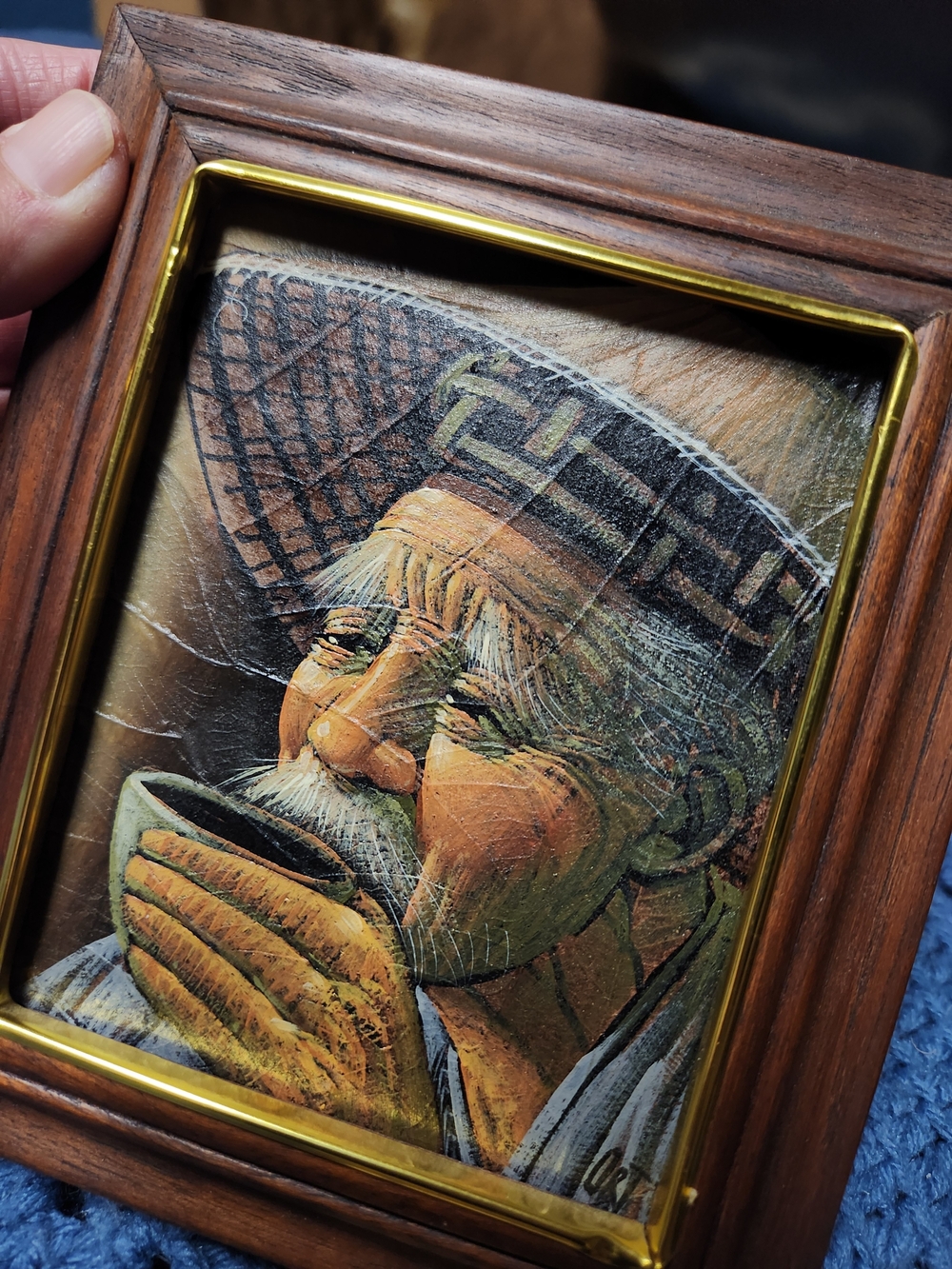 Vintage Myran Ort Tobacco Leaf Oil Painting – Signed ORT Mid Century Folk Art